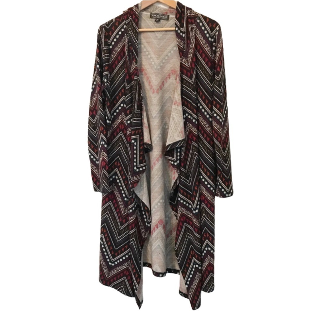 Almost Famous hooded long open cardigan sz Large